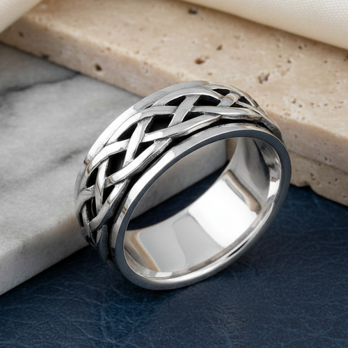 Sterling Silver 8MM Knot Spinner Ring