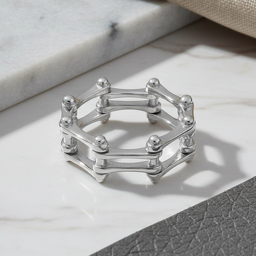Sterling Silver Motorcycle Chain Ring