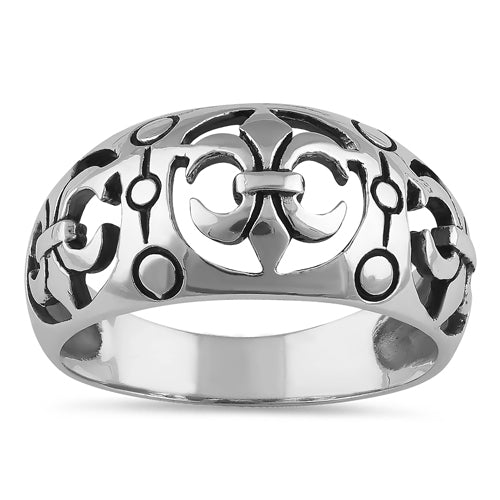 Sterling Silver Ladies Triple Fleur de Lis Ring