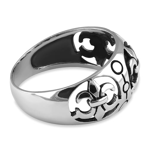 Sterling Silver Ladies Triple Fleur de Lis Ring