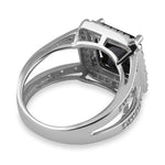 Sterling Silver Large Black Square CZ Ring