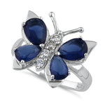 Sterling Silver Blue Butterfly CZ Ring