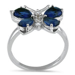 Sterling Silver Blue Butterfly CZ Ring