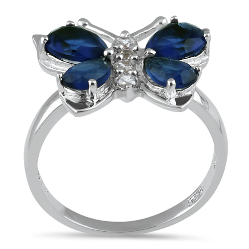 Sterling Silver Blue Butterfly CZ Ring