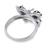 Sterling Silver Blue Butterfly CZ Ring