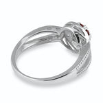 Sterling Silver Garnet Clear Round CZ Ring