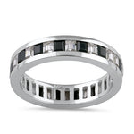 Sterling Silver Black and White Eternity CZ Ring