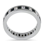 Sterling Silver Black and White Eternity CZ Ring
