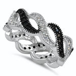 Sterling Silver Black & White Swirling CZ Ring