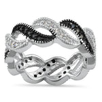 Sterling Silver Black & White Swirling CZ Ring