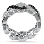 Sterling Silver Black & White Swirling CZ Ring