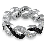 Sterling Silver Black & White Swirling CZ Ring
