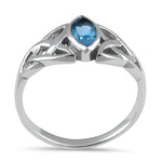 Sterling Silver Aquamarine Celtic Design CZ Ring