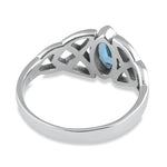 Sterling Silver Aquamarine Celtic Design CZ Ring