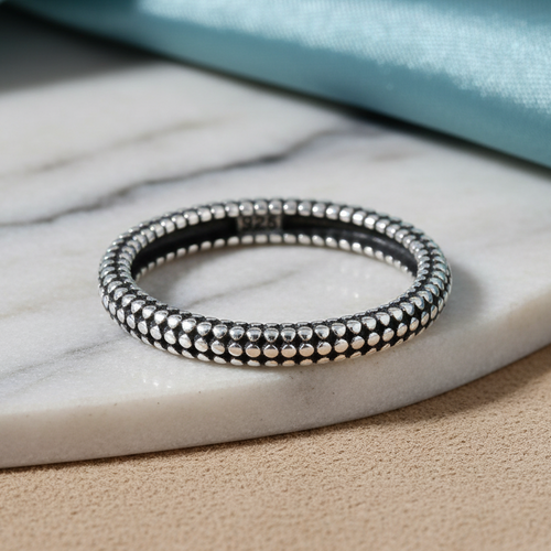 Sterling Silver Stackable Tiny Pebbles Eternity Ring