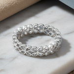 Sterling Silver Eternity Hollow Flower Ring