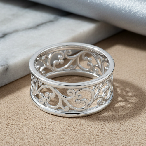 Sterling Silver Vines Band Ring