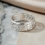 Sterling Silver Flower Band Ring