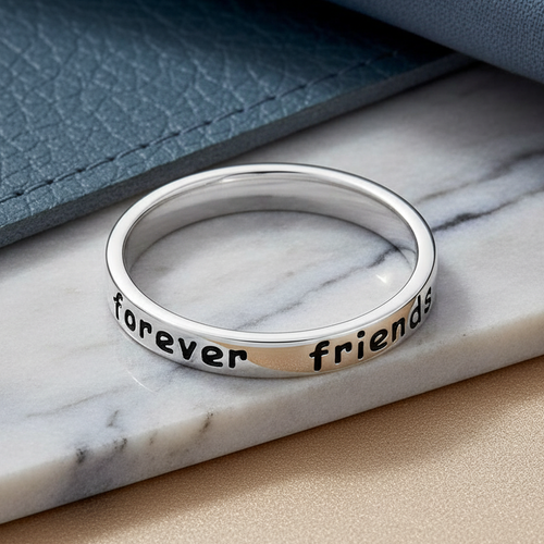 Sterling Silver "Always sisters, forever friends" Ring