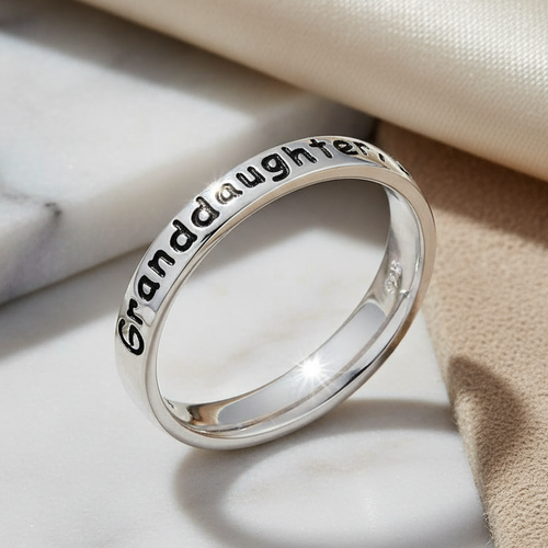 Sterling Silver "Granddaughter, I'm so glad you're mine" Ring