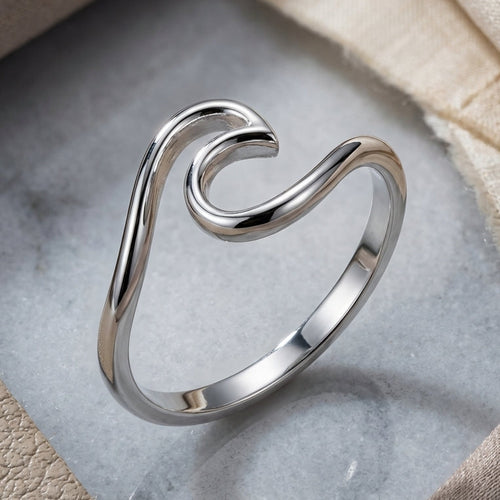 Sterling Silver Ocean Wave Ring