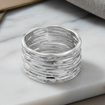 Sterling Silver Waves Basket Ring