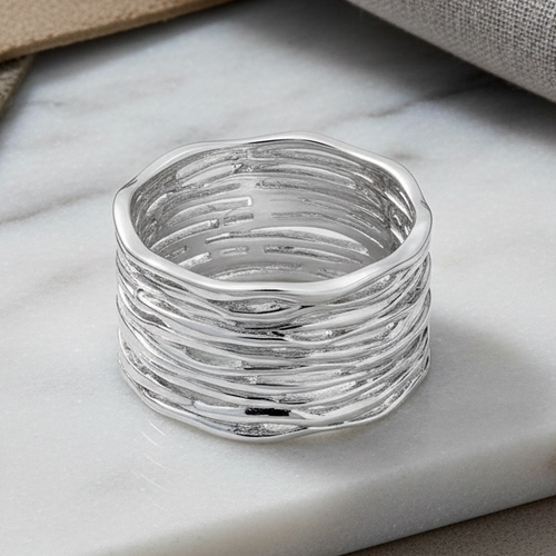 Sterling Silver Waves Basket Ring
