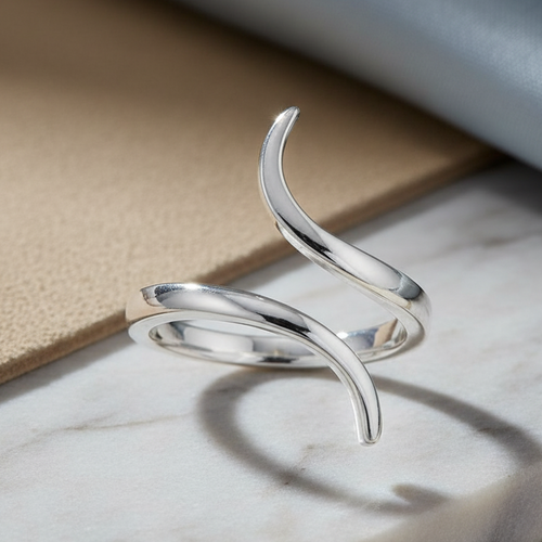 Sterling Silver Curved Line Ring
