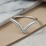 Sterling Silver V Shape Beads Ring