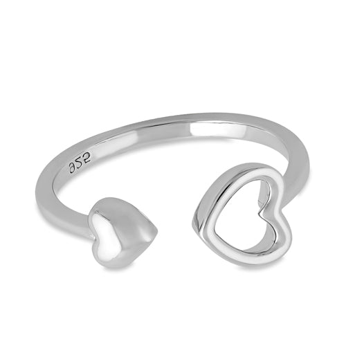 Sterling Silver End to End Heart Ring