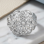 Sterling Silver Intricate Flowers Ring
