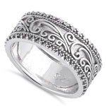 Sterling Silver Swirls Beads Band Ring