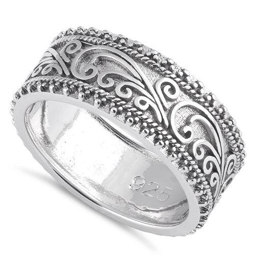 Sterling Silver Swirls Beads Band Ring