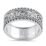 Sterling Silver Swirls Beads Band Ring