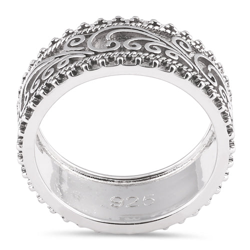 Sterling Silver Swirls Beads Band Ring