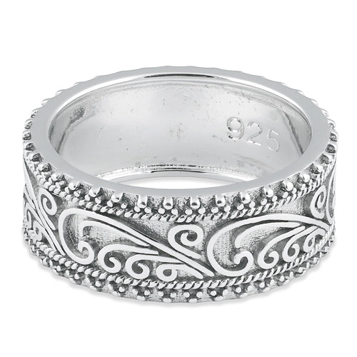 Sterling Silver Swirls Beads Band Ring