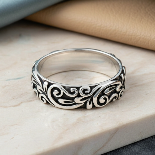 Sterling Silver Floral Band Ring