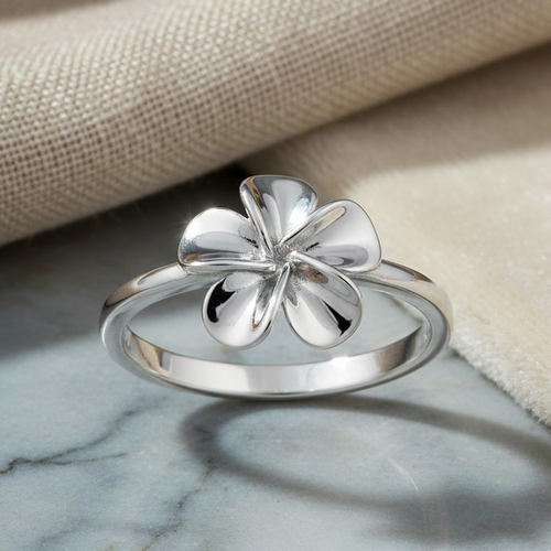 Sterling Silver Plumeria Flower Ring