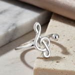 Sterling Silver Treble Clef Music Note Ring