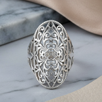 Sterling Silver Vines Shield Ring