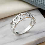 Sterling Silver Interwoven Hearts Ring