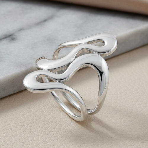 Sterling Silver Abstract Wriggle Ring