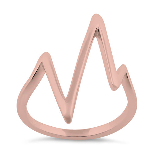 Sterling Silver Rose Gold Plated Heartbeat Ring