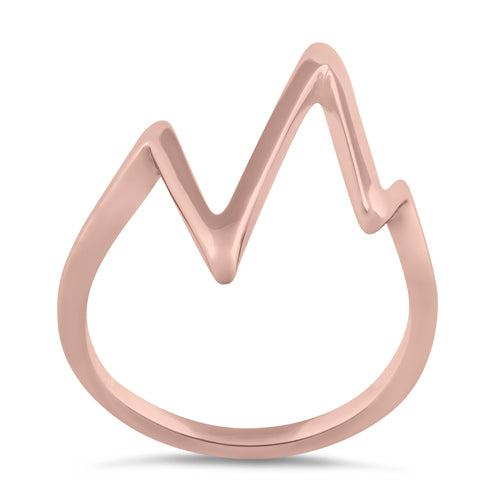 Sterling Silver Rose Gold Plated Heartbeat Ring