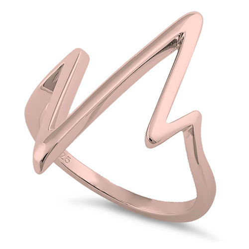 Sterling Silver Rose Gold Plated Heartbeat Ring