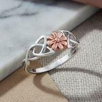 Sterling Silver Two-Tone Celtic Daisy Ring