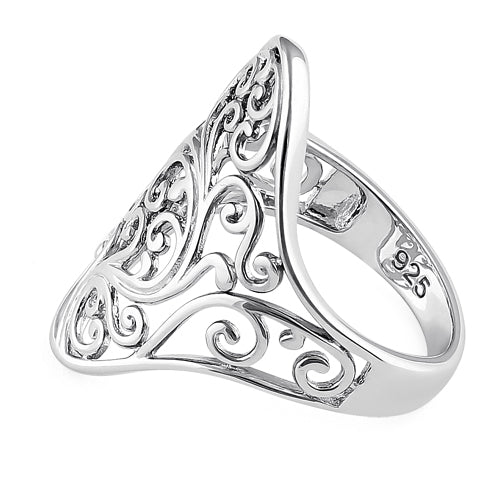 Sterling Silver Curly Floral Ring