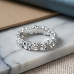 Sterling Silver Plumeria Eternity Band Ring