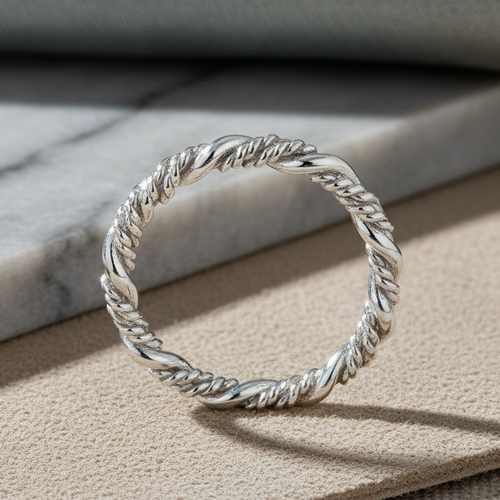 Sterling Silver Simple Rope Twist Ring