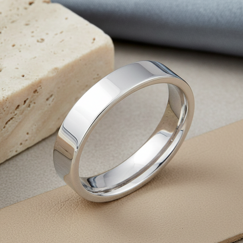 Sterling Silver 4MM Flat Wedding Band